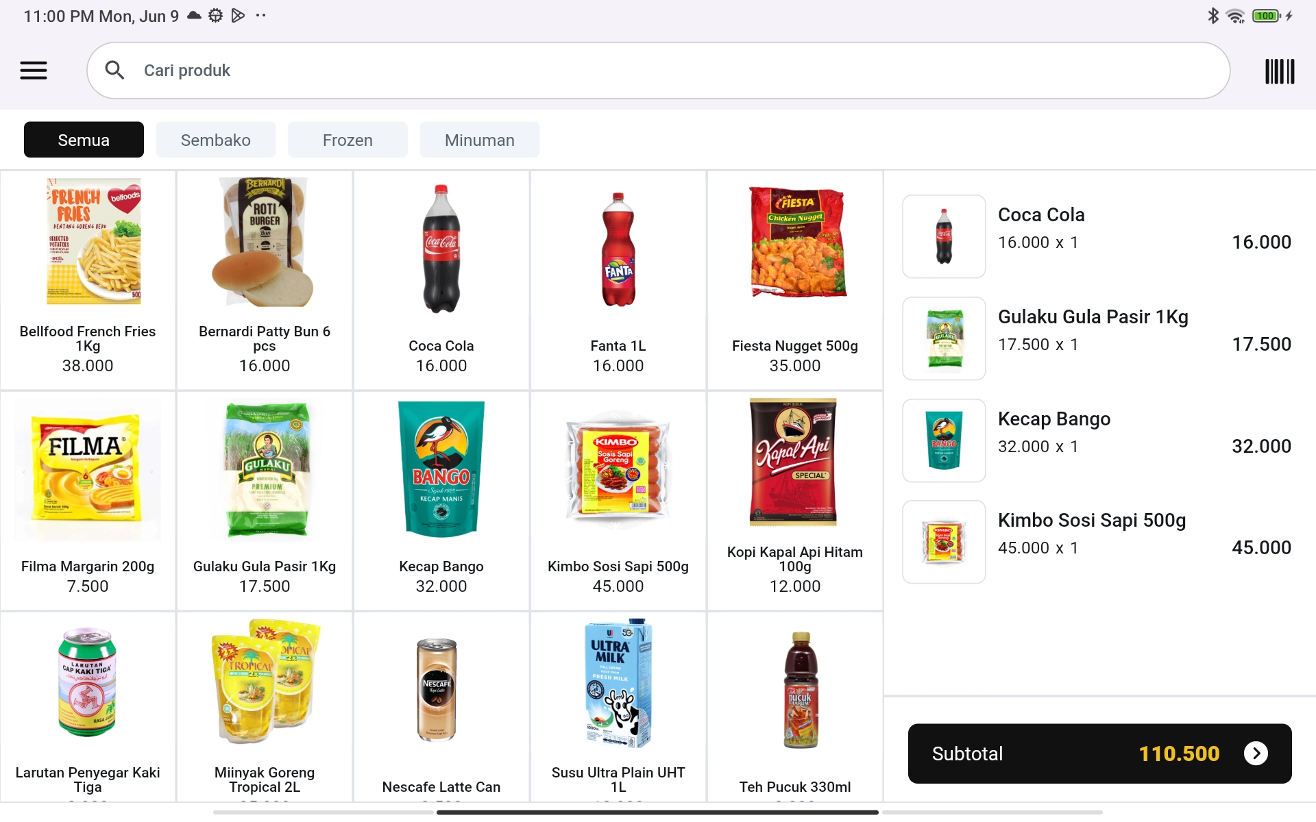 Kasir POS Kaspoint di Tablet
